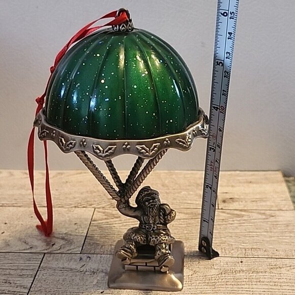 Lenox Santas Arrival Green Hot Air Balloon Stieff Pewter Ornament 2nd Edition - Picture 10 of 11